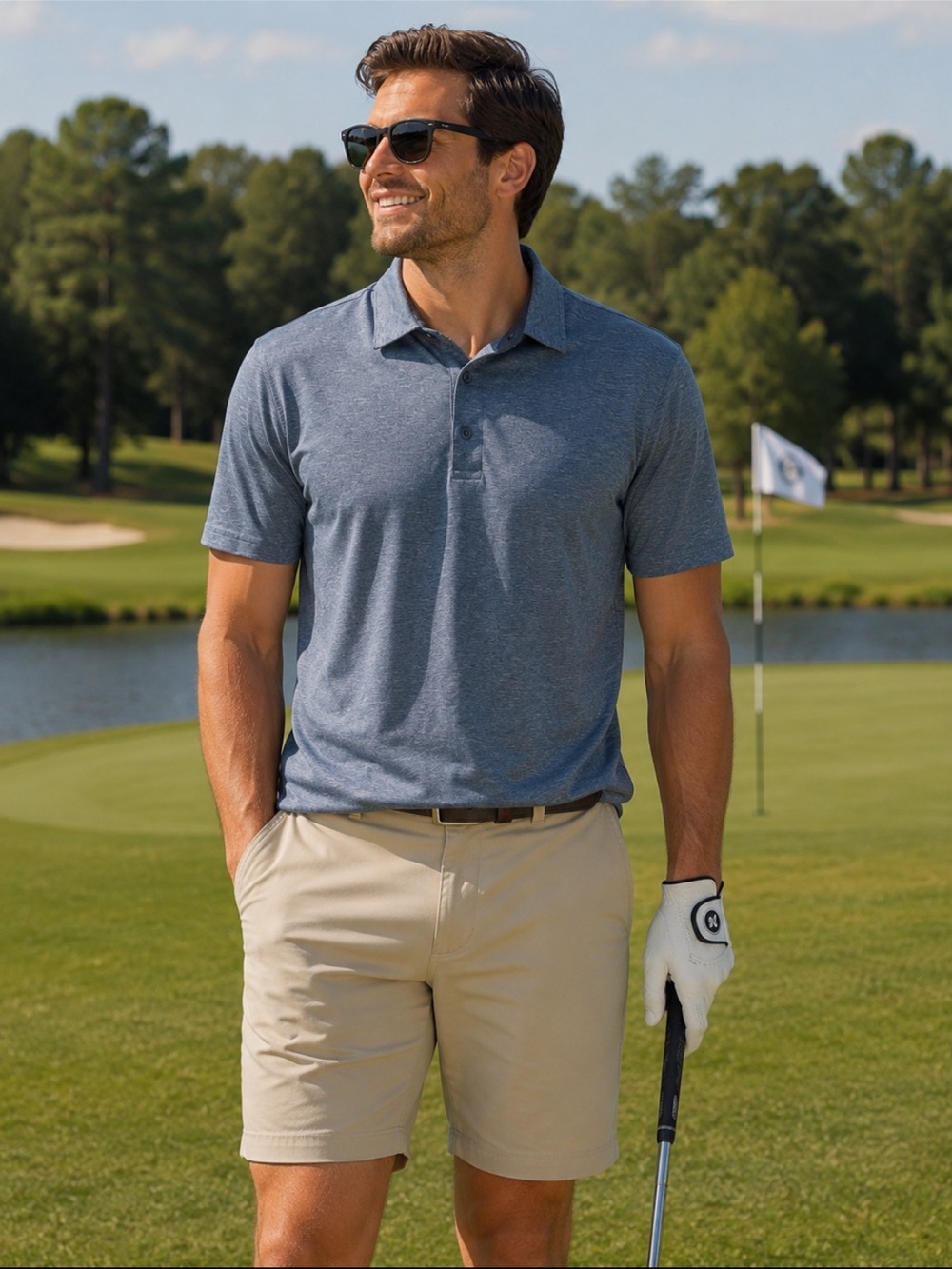 Heathered Light Blue Polo Shirt